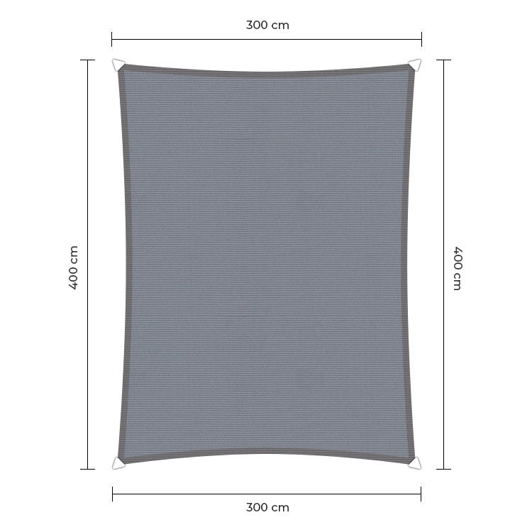 Sundo waterdicht polyester-PU schaduwdoek in de kleur grijs, rechthoek 300 bij 400 cm